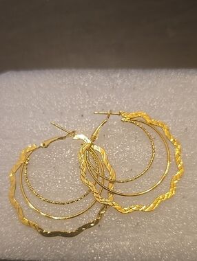 Gold-Tone Multi-Hoop Statement Earrings - Women Jewelry